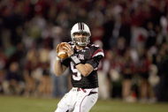 COLUMBIA - NOVEMBER 1:  Quarterback Stephen Garcia #5 of the South Carolina Gamecocks looks to pass the ball during the game against the Tennessee Volunteers at Williams-Brice Stadium on November 1, 2008 in Columbia, South Carolina. (Photo by: Streeter Lecka/Getty Images)