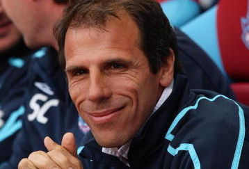 LONDON, ENGLAND - APRIL 25: Manager of West Ham United Gianfranco Zola smiles during the Barclays Premier League match between West Ham United and Chelsea at Upton Park on April 25, 2009 in London, England.  (Photo by Hamish Blair/Getty Images)