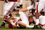 NEW ORLEANS - JANUARY 02:  Quarterback John Parker Wilson #14 of the Alabama Crimson Tide lays on his back after he was sacked in the second quarter while taking on the Utah Utes during the 75th Allstate Sugar Bowl at the Louisiana Superdome on January 2, 2009 in New Orleans, Louisiana.  (Photo by Chris Graythen/Getty Images)