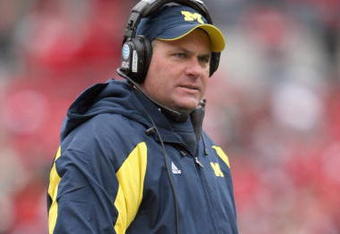 COLUMBUS, OH - NOVEMBER 22: Head coach Rich Rodriguez of the Michigan Wolverines watches the action during the Big Ten Conference game against the Ohio State Buckeyes at Ohio Stadium on November 22, 2008 in Columbus, Ohio.  (Photo by Andy Lyons/Getty Images)