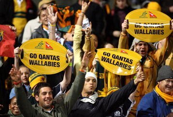 PERTH, AUSTRALIA - AUGUST 29:  Fans show their support during the 2009 Tri Nations series match between the Australian Wallabies and the South African Springboks at Subiaco Oval on August 29, 2009 in Perth, Australia.  (Photo by Paul Kane/Getty Images)