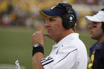 ANN ARBOR, MI - SEPTEMBER 27:  Head coach Rich Rodriguez of the Michigan Wolverines looks on during the game against the Wisconsin Badgers on September 27, 2008 at Michigan Stadium in Ann Arbor, Michigan. (Photo by Gregory Shamus/Getty Images) 