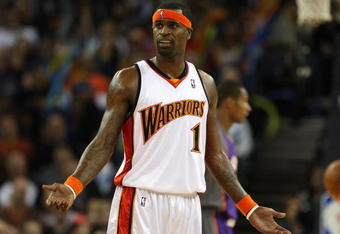 OAKLAND, CA - MARCH 15:  Stephen Jackson #1 of the Golden State Warriors is called for his second technical foul and is thrown out of the game by referee Tony Brothers against the Phoenix Suns during an NBA game on March 15, 2009 at Oracle Arena in Oakland, California. NOTE TO USER: User expressly acknowledges and agrees that, by downloading and or using this photograph, User is consenting to the terms and conditions of the Getty Images License Agreement.  (Photo by Jed Jacobsohn/Getty Images)