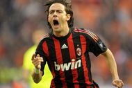 MILAN, ITALY - MARCH 08: Filippo Inzaghi of AC Milan celebrates his goal during the Serie A match between AC Milan and Atalanta BC at the Stadio Meazza on March 08, 2009 in Milan, Italy.  (Photo by New Press/Getty Images)