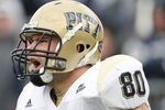 EAST HARTFORD, CT - DECEMBER 06:  Nate Byham #80 of the Pittsburgh Panthers celebrates his touchdown in the second half against the Connecticut Huskies on December 6, 2008 at Rentschler Field in East Hartford, Connecticut. The Panthers defeated the Huskies 34-10.  (Photo by Elsa/Getty Images)