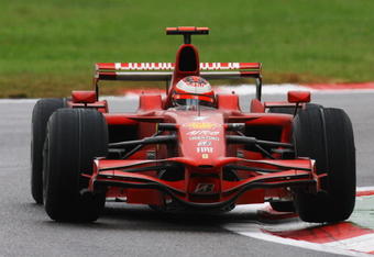 MONZA, ITALY - SEPTEMBER 14:  Kimi Raikkonen of Finland and Ferrari drives during the Italian Formula One Grand Prix at the Autodromo Nazionale di Monza on September 14, 2008 in Monza, Italy.  (Photo by Clive Mason/Getty Images)