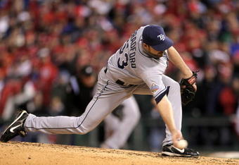 PHILADELPHIA - OCTOBER 29:  Chad Bradford #53 of the Tampa Bay Rays throws a pitch against the Philadelphia Phillies during the continuation of game five of the 2008 MLB World Series on October 29, 2008 at Citizens Bank Park in Philadelphia, Pennsylvania.  (Photo by Doug Pensinger/Getty Images)