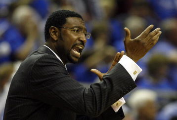 ORLANDO - APRIL 28: Head Coach Sam Mitchell of the Toronto Raptors directs his team against the Orlando Magic in Game Five of the Eastern Conference Quarterfinals during the 2008 NBA Playoffs at Amway Arena on April 28, 2008 in Orlando, Florida. NOTE TO USER: User expressly acknowledges and agrees that, by downloading and or using this photograph, User is consenting to the terms and conditions of the Getty Images License Agreement. (Photo by Eliot J. Schechter/Getty Images)