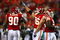 KANSAS CITY, MO - AUGUST 29: Andy Studebaker #96 of the Kansas City Chiefs celebrates after he sacked quarterback Seneca Wallace #15 of the Seattle Seahawks during their preseason game at Arrowhead Stadium on August 29, 2009 in Kansas City, Missouri. (Photo by Dilip Vishwanat/Getty Images)