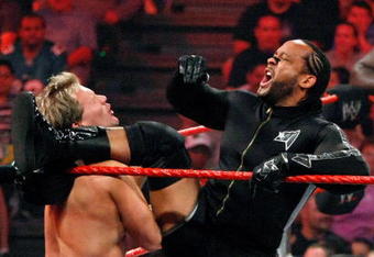 LAS VEGAS - AUGUST 24:  Wrestlers Chris Jericho (L) and MVP compete during the WWE Monday Night Raw show at the Thomas & Mack Center August 24, 2009 in Las Vegas, Nevada.  (Photo by Ethan Miller/Getty Images)