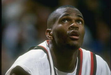 18 Jan 1997:  Forward Tim James of the Miami Hurrcanes looks on during a game against the Georgetown Hoyas at the Miami Arena in Miami, Florida.  Miami won the game in overtime, 68-65. Mandatory Credit: Andy Lyons  /Allsport