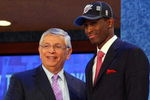 NEW YORK - JUNE 25:  NBA Commissioner David Stern poses for a photograph with the twenty fifth overall draft pick by the Oklahoma City Thunder,  Rodrigue Beaubois during the 2009 NBA Draft at the Wamu Theatre at Madison Square Garden June 25, 2009 in New York City. NOTE TO USER: User expressly acknowledges and agrees that, by downloading and/or using this Photograph, User is consenting to the terms and conditions of the Getty Images License Agreement.  (Photo by Jim McIsaac/Getty Images)