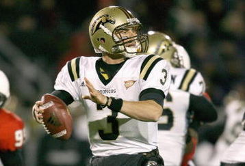 MUNCIE, IN - NOVEMBER 25:  Quarterback Tim Hiller #3 of the Western Michigan Broncos looks to pass the ball during the MAC game against the Ball State Cardinals at Scheumann Stadium on November 25, 2008 in Muncie, Indiana.  (Photo by Andy Lyons/Getty Images)