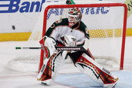 SUNRISE, FL - OCTOBER 16:  Goaltender Niklas Backstrom #32 of the Minnesota Wild redirects a shot attempt against the Florida Panthers at BankAtlantic Center on October 16, 2008 in Sunrise, Florida. The Wild defeated the Panthers 6-2.  (Photo by Doug Benc/Getty Images)