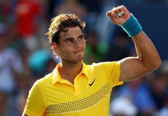 NEW YORK - SEPTEMBER 02:  Rafael Nadal of Spain celebrates match point against Richard Gasquet of France during day three of the 2009 U.S. Open at the USTA Billie Jean King National Tennis Center on September 2, 2009 in Flushing neighborhood of the Queens borough of New York City.  (Photo by Julian Finney/Getty Images)