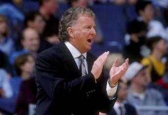 6 Dec 1998:  Head coach Tom Penders of the George Washington Colonials looks on during the BB&T Classic against the Depaul Blue Demons at MCI Center in Washington, D.C. DePaul defeated George Washington 87-79. Mandatory Credit: Jamie Squire  /Allsport