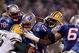 27 Oct 1997:  Quarterback Drew Bledsoe of the New England Patriots gets sacked during a game against the Green Bay Packers at Foxboro Stadium in Foxboro, Massachusetts. Mandatory Credit: Al Bello  /Allsport