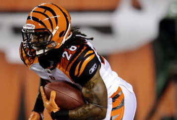 CINCINNATI, OH - AUGUST 27:  Running back Bernard Scott #28 of the Cincinnati Bengals returns a kickoff during the preseason game against the St. Louis Rams at Paul Brown Stadium on August 27, 2009 in Cincinnati, Ohio. (Photo by Andy Lyons/Getty Images)