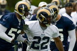 EARTH CITY, MO - MAY 2: Chris Ogbonnaya #22 of the St. Louis Rams participates in drills during a mini camp on May 2, 2009 at the Russell Training Center in Earth City, Missouri.  (Dilip Vishwanat/Getty Images)