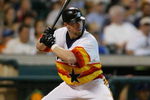 HOUSTON - JULY 4:  Jeff Bagwell #5 of the Houston Astros stands ready at the plate during the inerleague game against the Texas Rangers at Minute Maid Park on July 4, 2004 in Houston, Texas.  The Rangers defeated the Astros 18-3.  (Photo by Ronald Martinez/Getty Images)