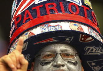 GLENDALE, AZ - FEBRUARY 03:  Ed Lasater of Jacksonville, FL, fan of the New England Patriots shows support for his team outside the stadium prior to Super Bowl XLII against on February 3, 2008 at the University of Phoenix Stadium in Glendale, Arizona.  (Photo by Donald Miralle/Getty Images)