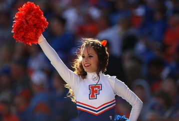 GAINESVILLE, FL - NOVEMBER 22: A Florida Gator cheerleader performs during the game against the Citadel Bulldogs at Ben Hill Griffin Stadium on November 22, 2008 in Gainesville, Florida.  (Photo by Sam Greenwood/Getty Images)