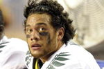 BOISE, ID - SEPTEMBER 3:  Jeremiah Masoli #8 of the Oregon Ducks watches the clock as it winds downs and the Boise State Broncos defeat Oregon 19-8 on September 3, 2009 at Bronco Stadium in Boise, Idaho. (Photo by Steve Dykes/Getty Images)