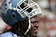 CHAPEL HILL, NC - OCTOBER 13: Marvin Austin #9 of the North Carolina Tar Heels looks on during the game against the South Carolina Gamecocks at Kenan Stadium October 13, 2007 in Chapel Hill, North Carolina. South Carolina won 21-15. (Photo by Grant Halverson/Getty Images) 