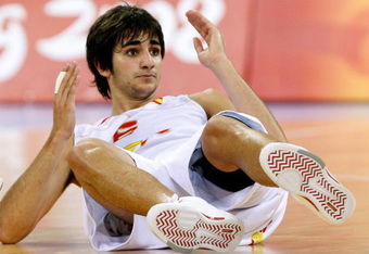 BEIJING - AUGUST 20:  Ricard Rubio #6 of Spain falls during play in the men's basketball quarterfinal game against Croatia at the Olympic Basketball Gymnasium during Day 12 of the Beijing 2008 Olympic Games on August 20, 2008 in Beijing, China.  (Photo by Streeter Lecka/Getty Images)