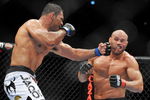 PORTLAND, OR - AUGUST 29:  UFC fighter Antonio Nogueira (L) battles UFC fighter Randy Couture (R) during their Heavyweight bout at UFC 102:  Couture vs. Nogueira at the Rose Garden Arena on August 29, 2009 in Portland, Oregon.  (Photo by Jon Kopaloff/Getty Images)