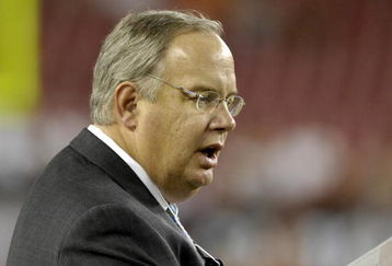 TAMPA, FL - OCTOBER 19: President Tim Ruskell of the Seattle Seahawks watches warmups before play against the Tampa Bay Buccaneers at Raymond James Stadium on October 19, 2008 in Tampa, Florida.  (Photo by Al Messerschmidt/Getty Images) 