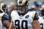 SEATTLE - SEPTEMBER 21:  Adam Carriker #90 of the St. Louis Rams looks on before the game against the Seattle Seahawks on September 21, 2008 at Qwest Field in Seattle, Washington. (Photo by Otto Greule Jr/Getty Images) 