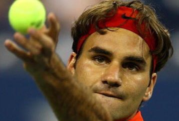 NEW YORK - SEPTEMBER 02:  Roger Federer of Switzerland serves against Simon Greul of Germany during day three of the 2009 U.S. Open at the USTA Billie Jean King National Tennis Center on September 2, 2009 in Flushing neighborhood of the Queens borough of New York City.  (Photo by Julian Finney/Getty Images)