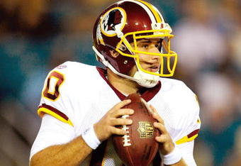 JACKSONVILLE, FL - SEPTEMBER 03:  Chase Daniel #10 of the Washington Redskins attempts a pass during the game against the Jacksonville Jaguars at Jacksonville Municipal Stadium on September 3, 2009 in Jacksonville, Florida.  (Photo by Sam Greenwood/Getty Images)