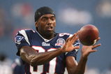 FOXBORO, MA - AUGUST 20:  Randy Moss #81 of the New England Patriots catches a pass during warm ups against the Cincinnati Bengals during their preseason game at Gillette Stadium on August 20, 2009 in Foxboro, Massachusetts.  (Photo by Jim Rogash/Getty Images)