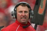 MADISON - NOVEMBER 10:  Head coach Bret Bielema of the Wisconsin Badgers looks on during the game against the Michigan Wolverines at Camp Randall Stadium on November 10, 2007 in Madison, Wisconsin. (Photo by Jonathan Daniel/Getty Images)