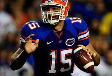 GAINESVILLE, FL - SEPTEMBER 05:  Tim Tebow #15 of the Florida Gators attempts a pass during the game against the Charleston Southern Buccaneers at Ben Hill Griffin Stadium on September 5, 2009 in Gainesville, Florida.  (Photo by Sam Greenwood/Getty Images)