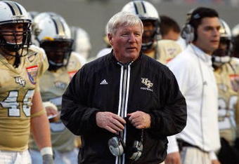 MEMPHIS, TN - DECEMBER 29: George O'Leary, head coach of the UCF Knights, watches the action from the sideline during the game against the Mississippi State Bulldogs on December 29, 2007 at the Liberty Bowl Memorial Stadium in Memphis, Tennessee. The Bulldogs beat the Knights 10-3. (Photo by Joe Murphy/Getty Images)