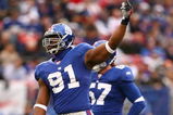 EAST RUTHERFORD, NJ - NOVEMBER 16:  Justin Tuck #91 of the New York Giants of the Baltimore Ravens during their game on November 16, 2008 at Giants Stadium in East Rutherford, New Jersey.  (Photo by Al Bello/Getty Images)