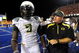 BOISE, ID - SEPTEMBER 3:  LaGarrette Blount #9 of the Oregon Ducks is escorted off the field by head coach Chip Kelly after Blount punched a Boise State Broncos player on September 3, 2009 at Bronco Stadium in Boise, Idaho. Boise State defeated Oregon 19-8.  (Photo by Steve Dykes/Getty Images)