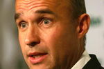 PITTSBURGH - OCTOBER 05:  Jim Balsillie Chairman and Co-CEO of Research In Motion and new owner of the Pittsburgh Penguins speaks in a press conference announcing the  purchase of the team after the first period at Mellon Arena on October 5, 2006 in Pittsburgh, Pennsylvania.  (Photo by Harry How/Getty Images)