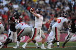 DALLAS - JANUARY 02:  Quarterback Jevan Snead #4 of the Mississippi Rebels drops back to pass against the Texas Tech Red Raiders during the AT&T Cotton Bowl on January 2, 2009 at the Cotton Bowl in Dallas, Texas.  (Photo by Ronald Martinez/Getty Images)