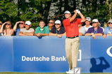 NORTON, MA - SEPTEMBER 5: Steve Stricker hits a tee shot during the second round of the Deutsche Bank Championship held at TPC Boston on September 5, 2009 in Norton, Massachusetts. (Photo by Jim Rogash/Getty Images)