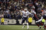 BUFFALO, NY - NOVEMBER 18: Tom Brady #12 of the New England Patriots passes underpresure by Anthony Hargrove #93 of the Buffalo Bills at Ralph Wilson Stadium November 18, 2007 in Orchard Park, New York. (Photo by Rick Stewart/Getty Images)