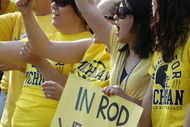 ANN ARBOR, MI - SEPTEMBER 05:  A fan in the student section holds up a sign supporting head coach Rich Rodriguez during a game between the Western Michigan Broncos and the Michigan Wolverines on September 5, 2009 at Michigan Stadium in Ann Arbor, Michigan. Michigan won the game 31-7.  (Photo by Gregory Shamus/Getty Images)