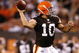 CLEVELAND - AUGUST 29:  Brady Quinn #10 of the Cleveland Browns passes to a receiver against the Tennessee Titans at Cleveland Browns Stadium on August 29, 2009 in Cleveland, Ohio.  (Photo by Matt Sullivan/Getty Images)