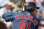 GOODYEAR , AZ - MARCH 06:  Michael Brantley #61 of the Cleveland Indians bats against the Milwaukee Brewers during the spring training game at Goodyear Ballpark on March 6, 2009 in Goodyear, Arizona. The Brewers defeated the Indians 17-7.  (Photo by Christian Petersen/Getty Images)