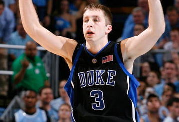 CHAPEL HILL, NC - FEBRUARY 06:  Greg Paulus #3 of the Duke Blue Devils reacts after scoring a three-point basket against the North Carolina Tar Heels during the second half at the Dean E. Smith Center on February 6, 2008 in Chapel Hill, North Carolina.  Duke defeated North Carolina 89-78.  (Photo by Kevin C. Cox/Getty Images)