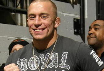 TORONTO - FEBRUARY 5:  Ultimate Fighter Georges St-Pierre attends the Toronto Maple Leafs game against the Florida Panthers during a fight during their NHL game at the Air Canada Centre February 5, 2008 in Toronto, Ontario, Canada. (Photo By Dave Sandford/Getty Images)
