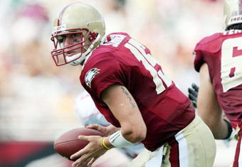 CHESTNUT HILL, MA - SEPTEMBER 05:  Dave Shinskie #15 of the Boston College Eagles rolls back in the first half against the Northeastern Huskies on September 5, 2009 at Alumni Stadium in Chestnut Hill, Massachusetts.  (Photo by Elsa/Getty Images)